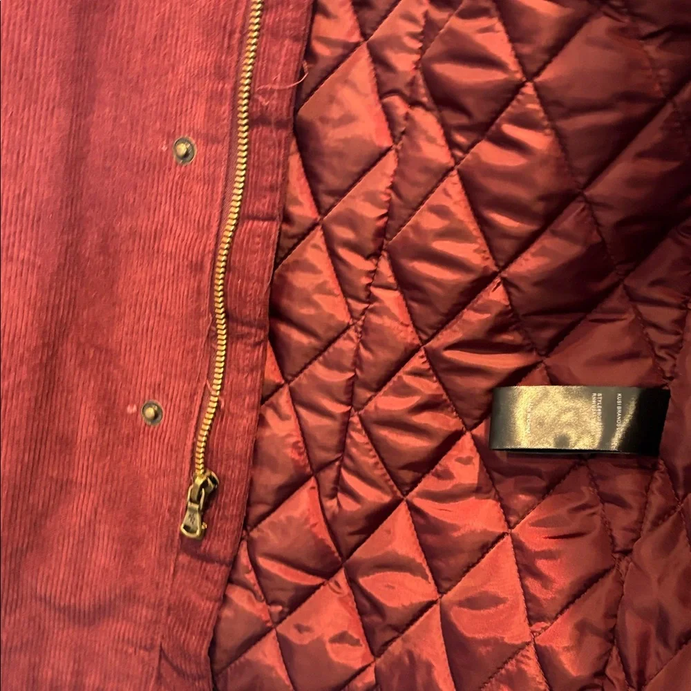 New Robert Graham Deep Red Quilted Corduroy Shirt Jacket - Picture 7 of 9